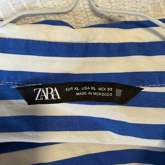 Zara Blue and White Striped Button Down Shirt - Picture 5 of 6